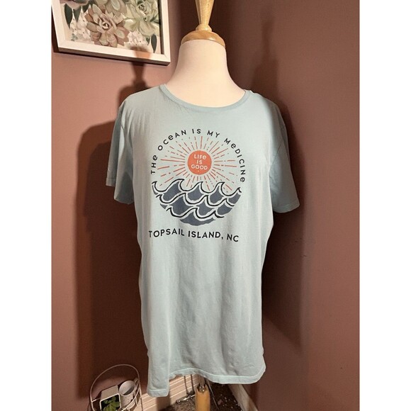 Life is Good Crusher Lite Tee Topsail Island Womens XL The Ocean Is My Medicine - Picture 1 of 9